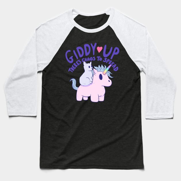 Giddy up there is chaos to spread Baseball T-Shirt by Jess Adams